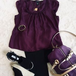 Plum Silk Petal Sleeved Top